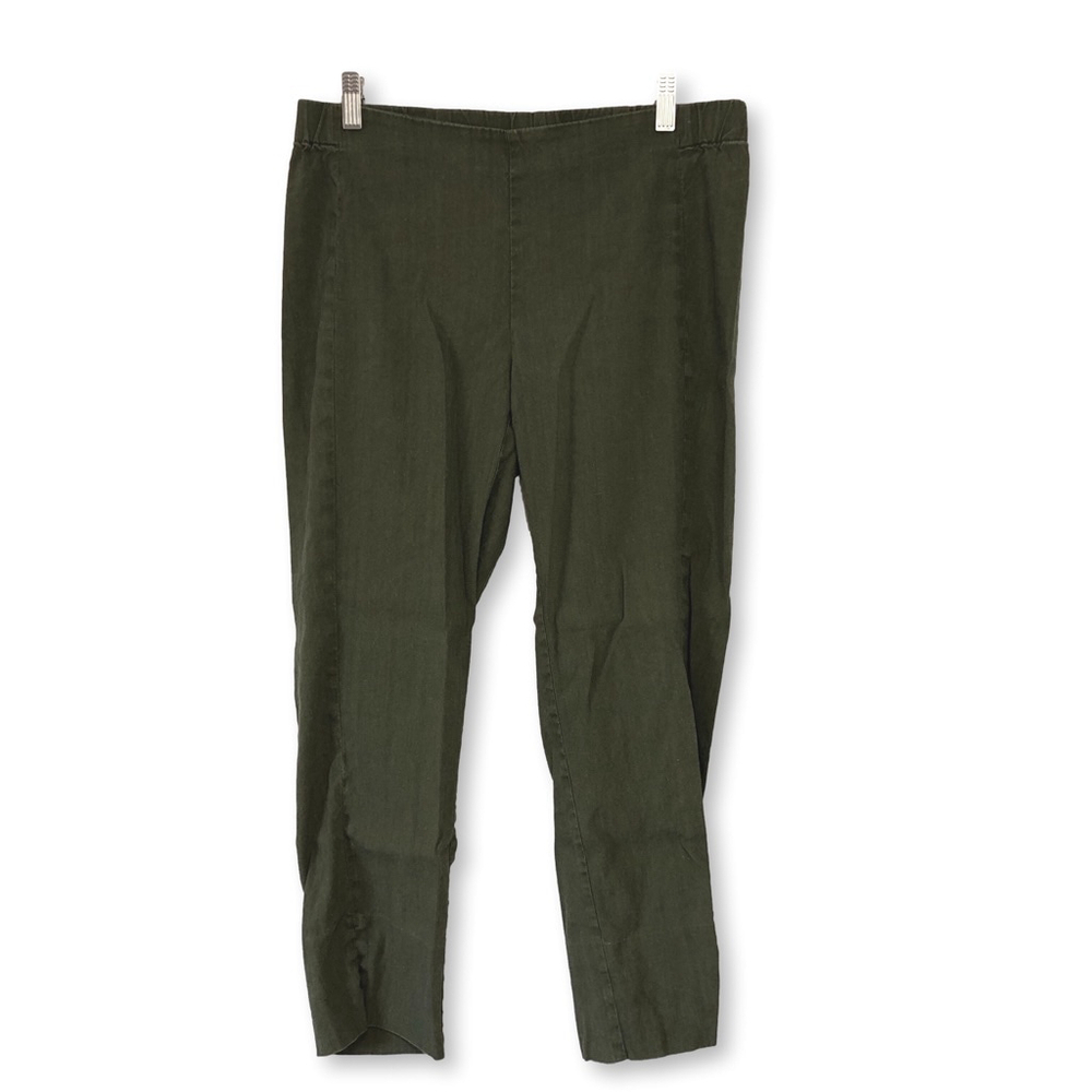 J. Jill Green Linen Stretch Ankle Cropped Pull On Pants Small